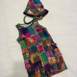 Polo Ralph Lauren Patchwork Romper and Hat Set